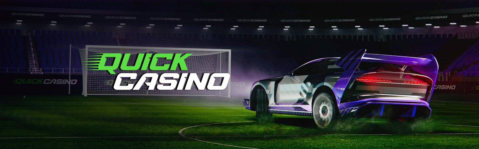 Quick Casino logotyp och blått tema