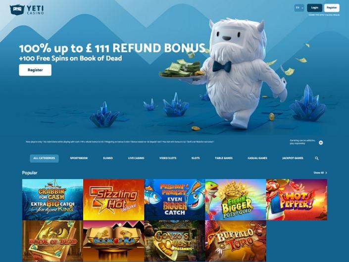Yeti Casino – svensk licens med 200% bonus och 100 free spins