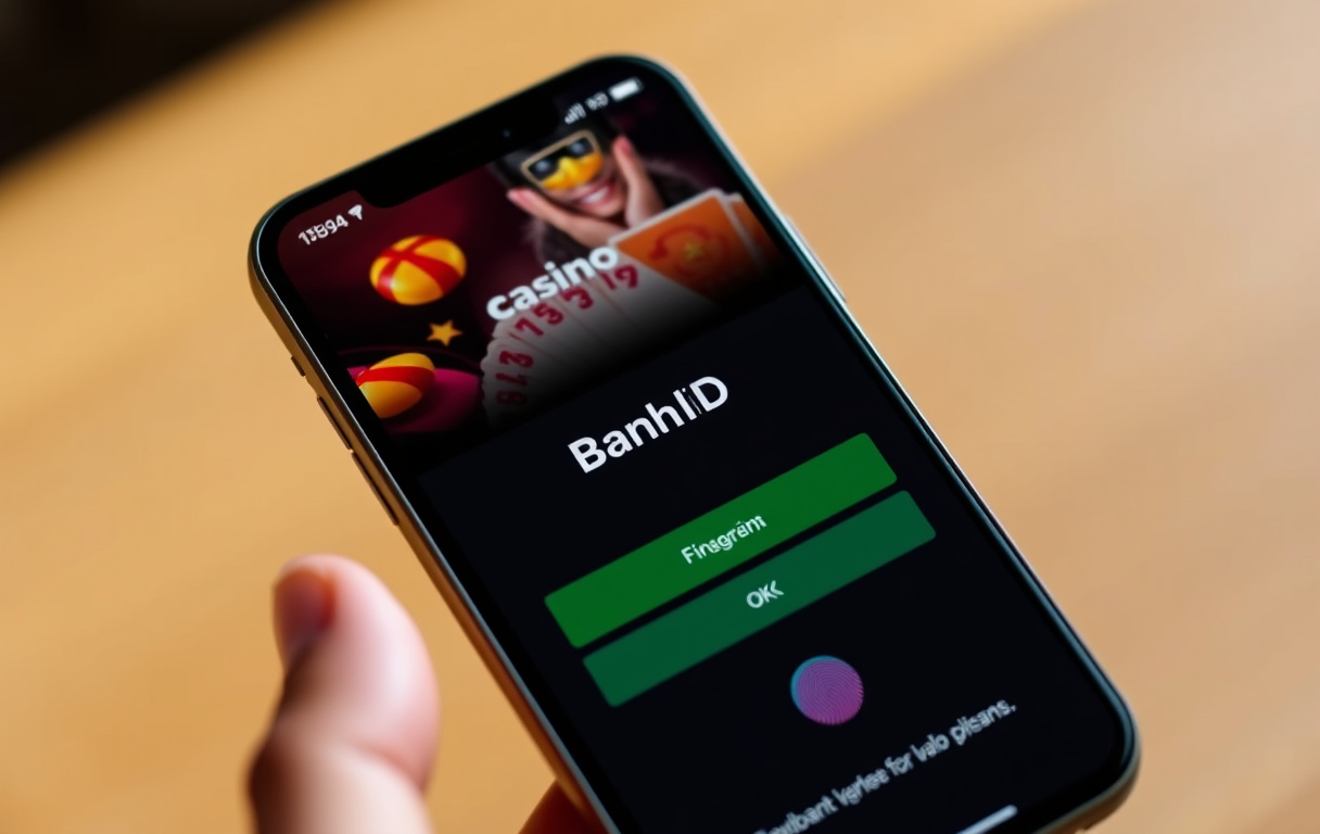 Smartphone med casino login via BankID och fingeravtryck